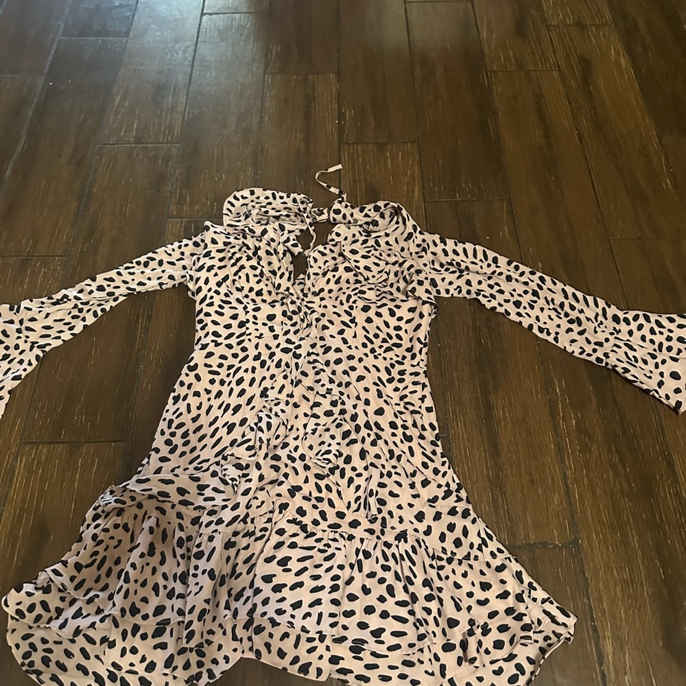 Pink and Black Polka Dot Dress
